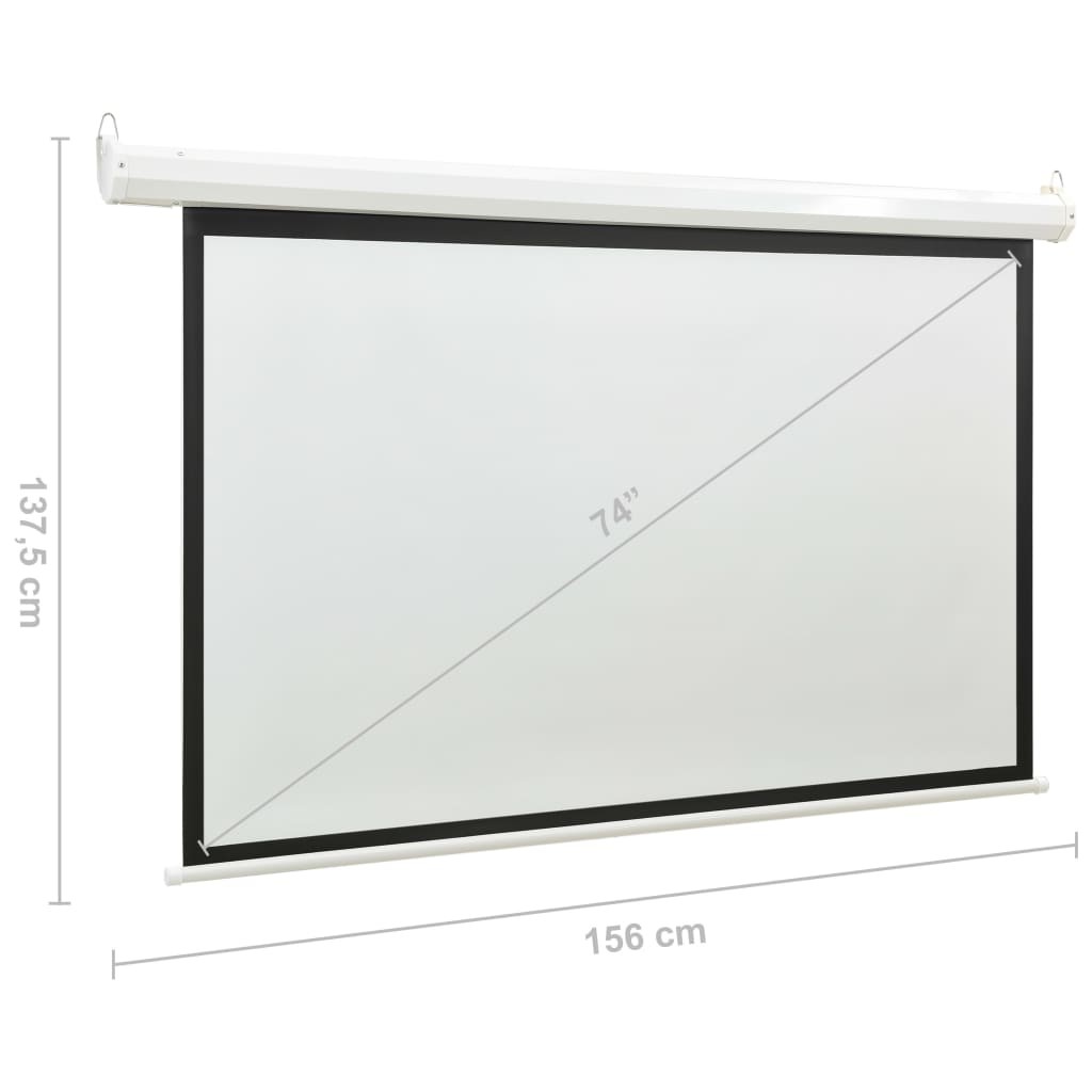 Electric Projection Screen with Remote Control 74" 4:3